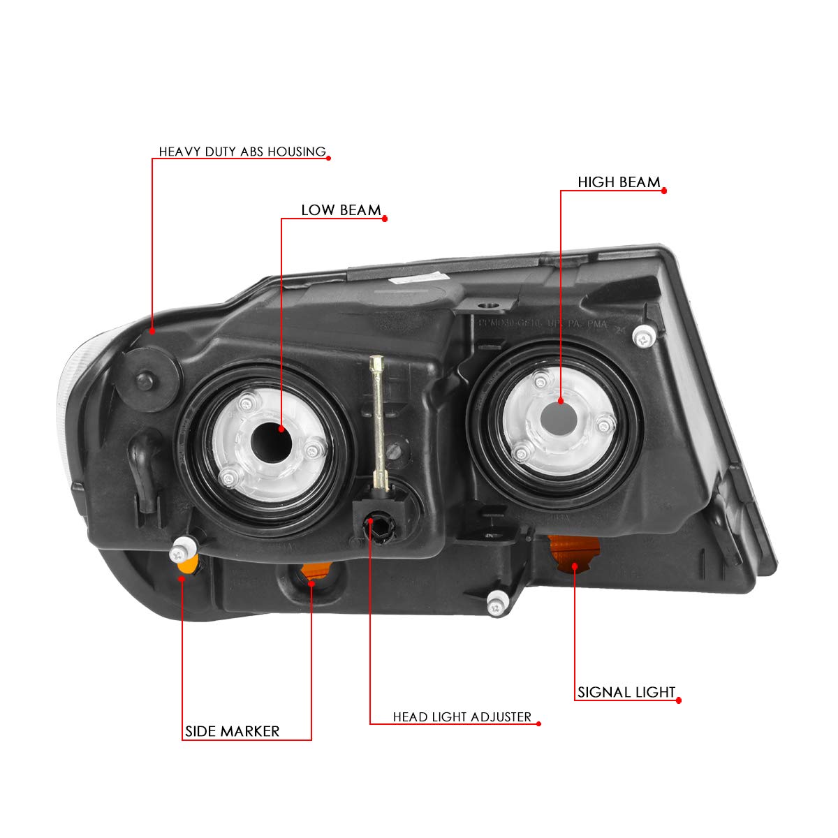 DNA MOTORING HL-OH-JGC99-BK-AM Black Amber Headlights Assembly Replacement Compatible with 99-04 Jeep Grand Cherokee