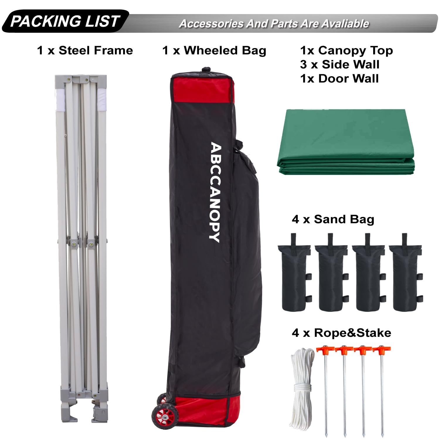 ABCCANOPY 3x6M Pop Up Gazebo Canopy Commercial Tents Market stall with 4 Removable Sidewalls and Roller Bag Bonus 4 Weight Bags (Grey)