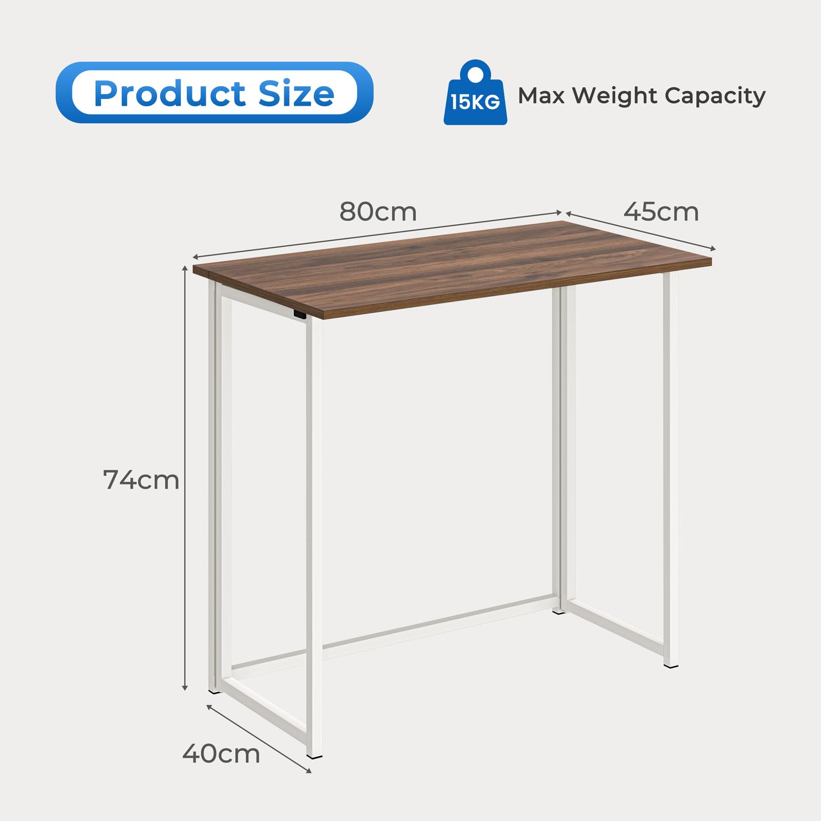 Dripex Compact Folding Desk No Assembly Required Computer Desk Folding Hobby Craft Table, Brown