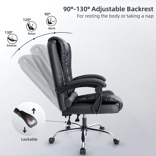 naspaluro Executive Office Chair High Back Desk Chair Ergonomic Recliner Computer Chair Gaming Chair with Tilt Function Heavy Duty for Home Office Working (Grey Fabric)