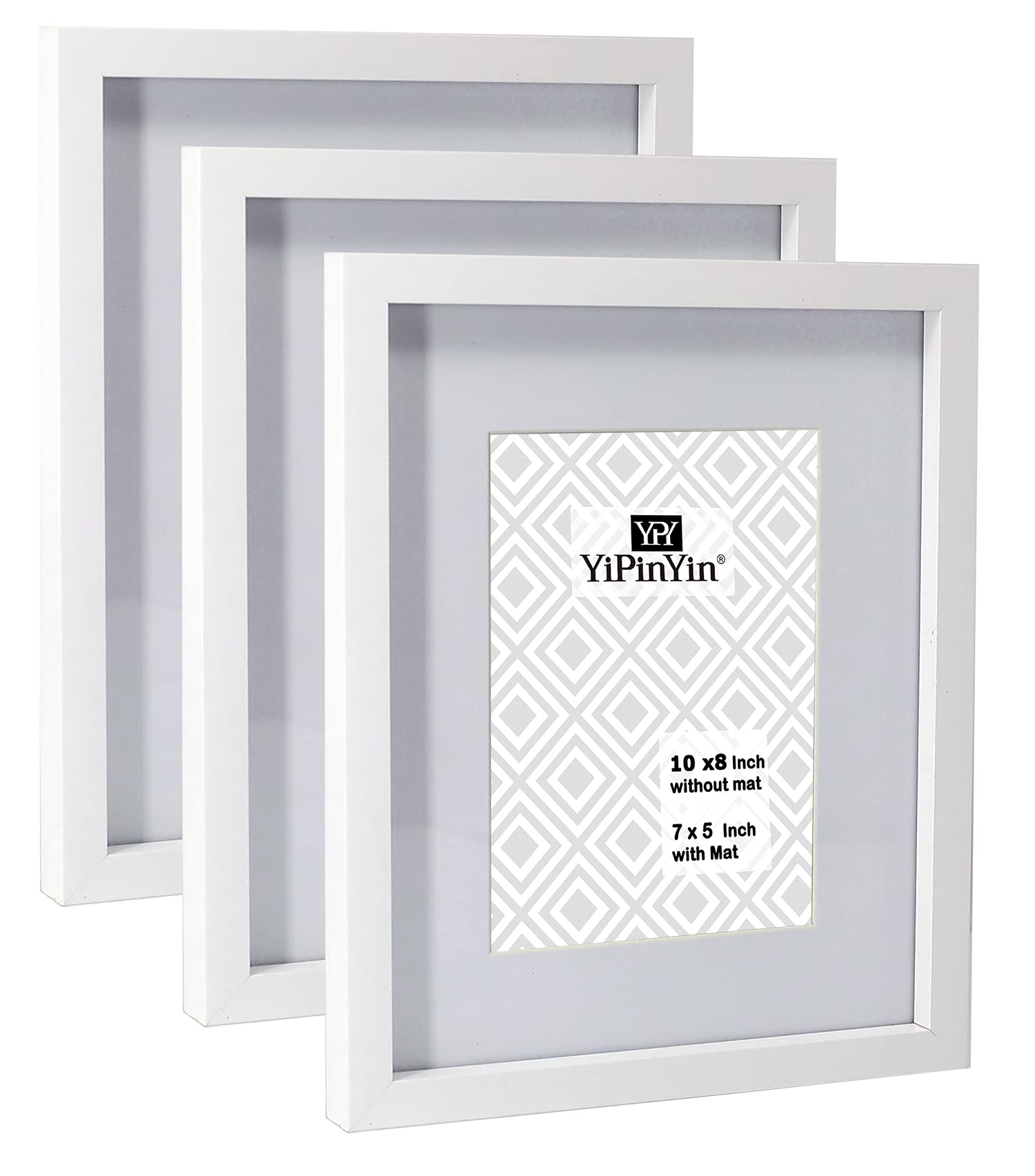 Black 50x70cm Boxed Picture Frames Set of 3 with Mounts for 40x60cm, 70x50cm poster frame with Acid Free mount for 40x60cm photo (Black 3Pack)