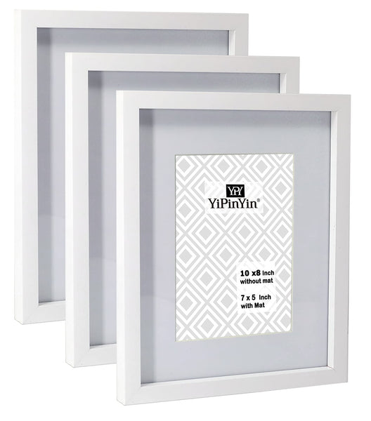 Black 50x70cm Boxed Picture Frames Set of 3 with Mounts for 40x60cm, 70x50cm poster frame with Acid Free mount for 40x60cm photo (Black 3Pack)