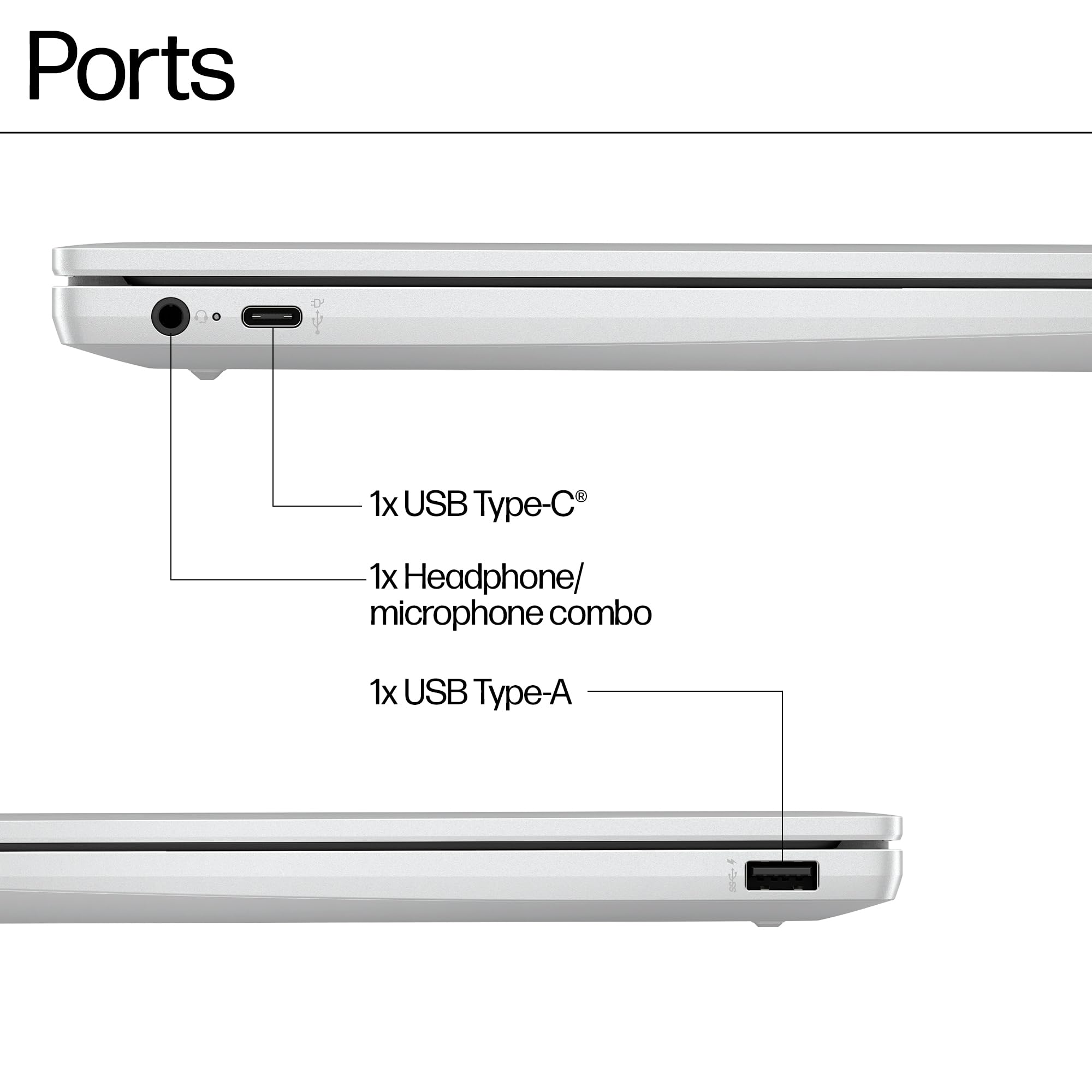 HP Chromebook 14" | Intel Processor N100 Processor| 4 GB RAM | 128 GB Flash Storage | Intel UHD Graphics | HD Display | Up to 12hrs battery | Chrome OS | Dual Speakers | Glacier Silver | 14a-nf0002sa