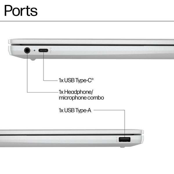 HP Chromebook 14" | Intel Processor N100 Processor| 4 GB RAM | 128 GB Flash Storage | Intel UHD Graphics | HD Display | Up to 12hrs battery | Chrome OS | Dual Speakers | Glacier Silver | 14a-nf0002sa
