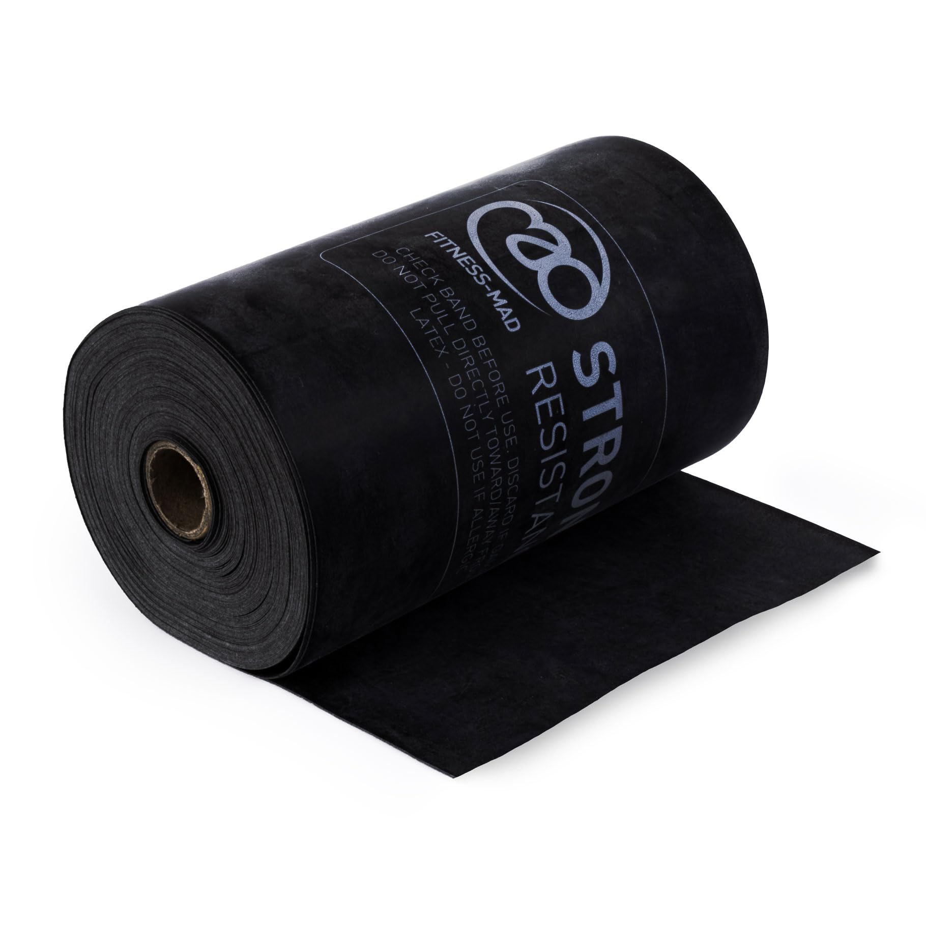 Fitness Mad Unisex's Resistance Band Roll Roll-15m x 15cm, Black, Strong