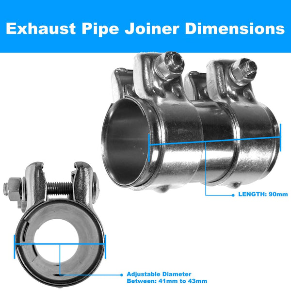 BITS4REASONS E-TECH EC015.5 New Model Heavy Duty Adjustable Exhaust Pipe Joiner/Connector 63-66MM, 125MM Long