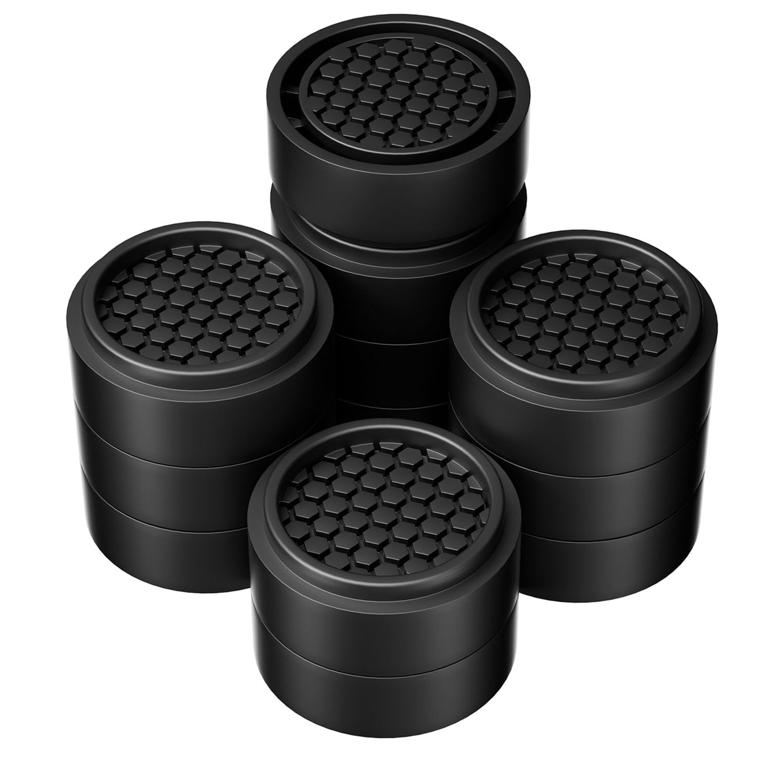 RCHYFEED 12 Pack Adjustable Furniture Risers 1 inch Round, Bed Risers Heavy Duty Anti Slip Rubber, Stackable Washing Machine Riser Creates an