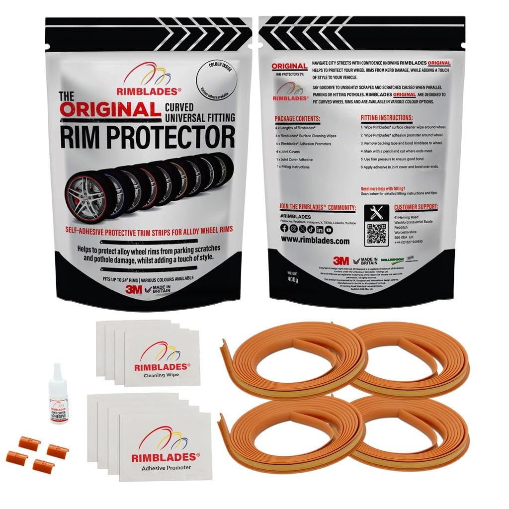 Rimblades Original Black Alloy Wheel Protectors - DIY | 9 Colours Available | Universal Fit for All Wheels | Durable Rim Guards | Car Wheel Scratch Protection | Rim Protection