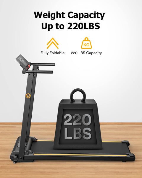 UREVO Treadmills for Home Foldable with 12 HIIT Modes, 1-10 KM/H Walking Pad Running Machine, Compact Portable Folding Treadmill with LCD Display, Full Exercise - Aerobic and Anaerobic Balance