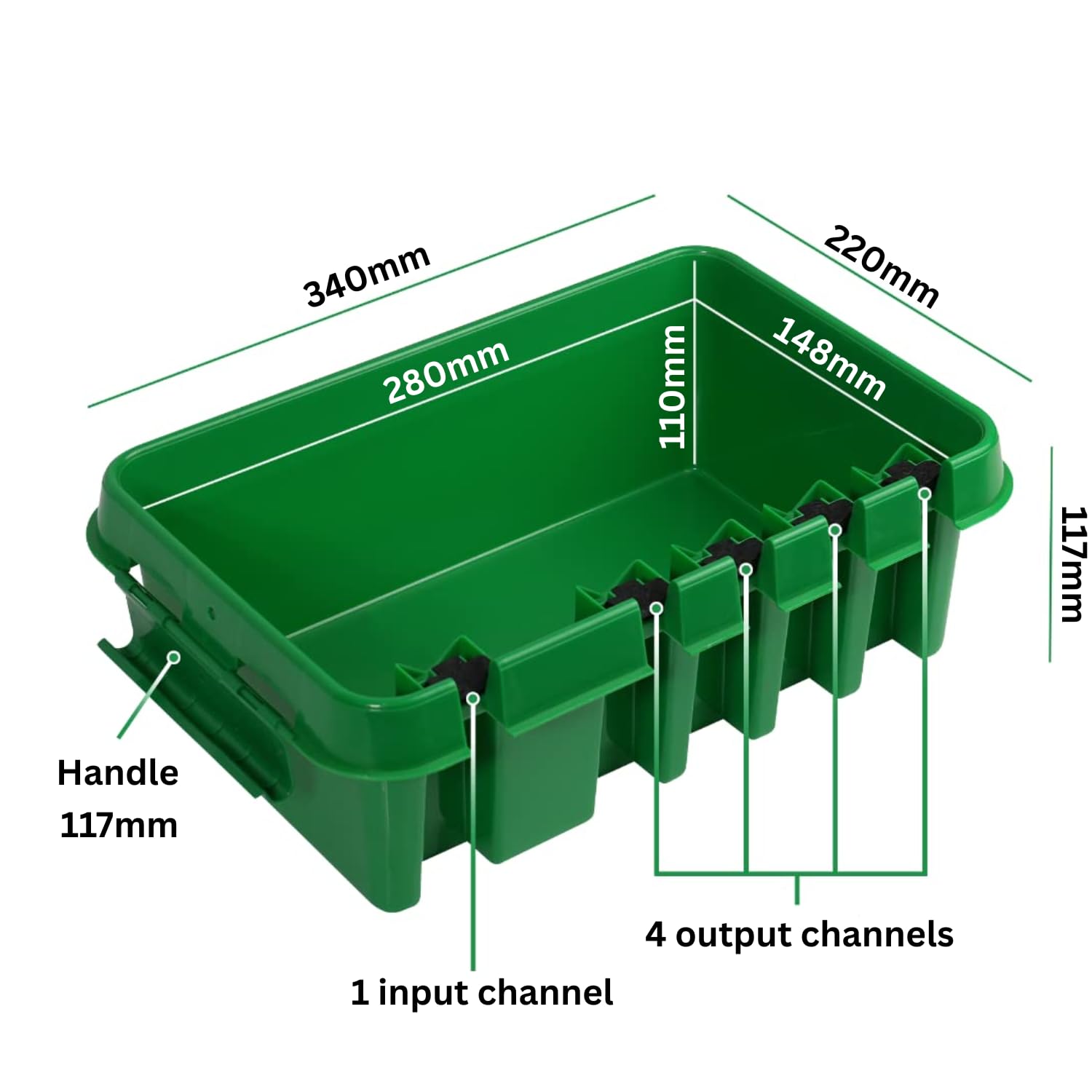 DRiBOX – Large IP55 Weatherproof Outdoor Electrical Connection Box 40 x 31 x 14.5cm – Power Cord Enclosure for Christmas Lights, Timers, Extension Cables, Leads, Reels, Transformers (Large, Black)