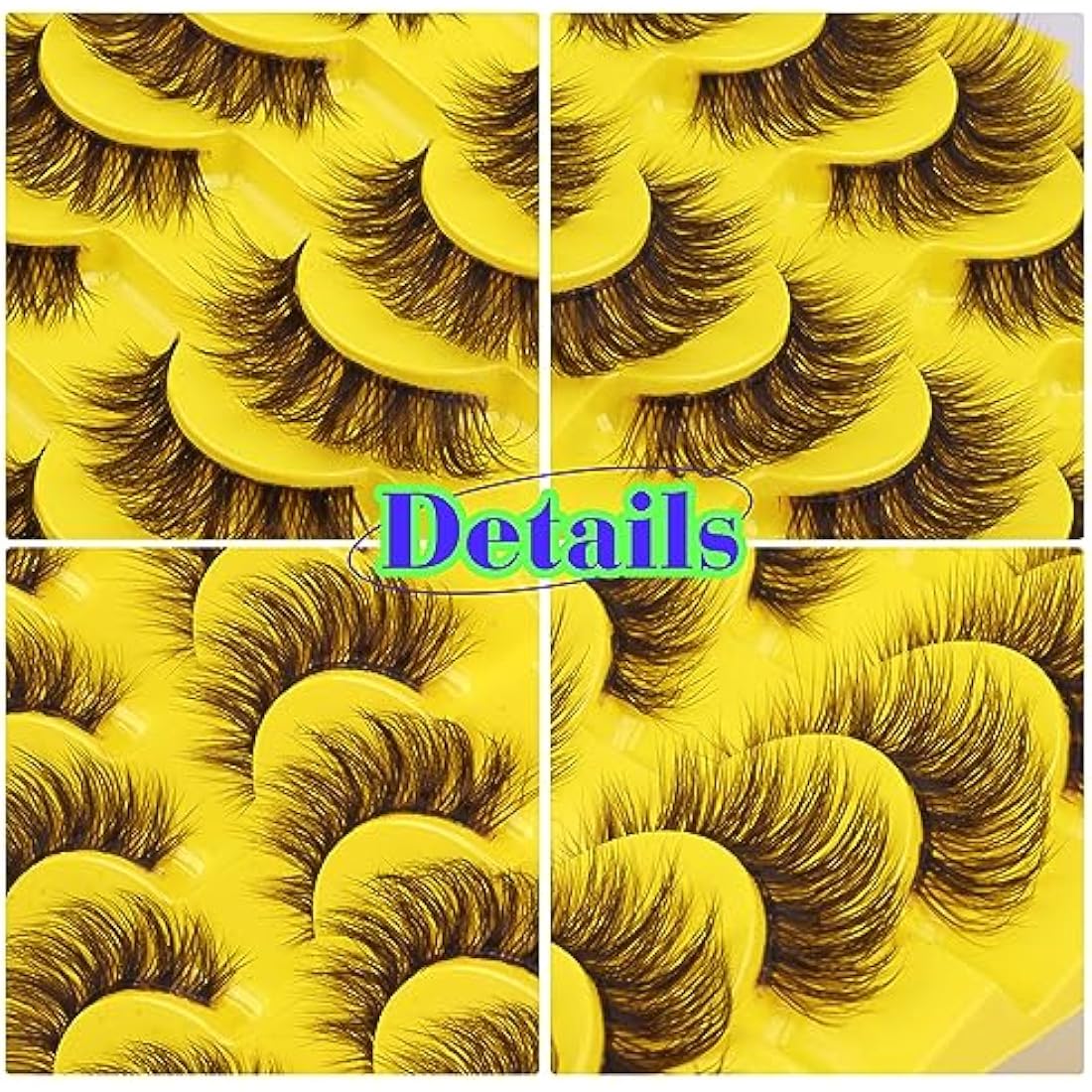 ALICE Brown Lashes False Lashes Natural Look 17mm Eyelashes Cat Eye Faux Mink Lashes with Clear Band Wispy Fake Eyelashes Lash Strips 8 Pairs