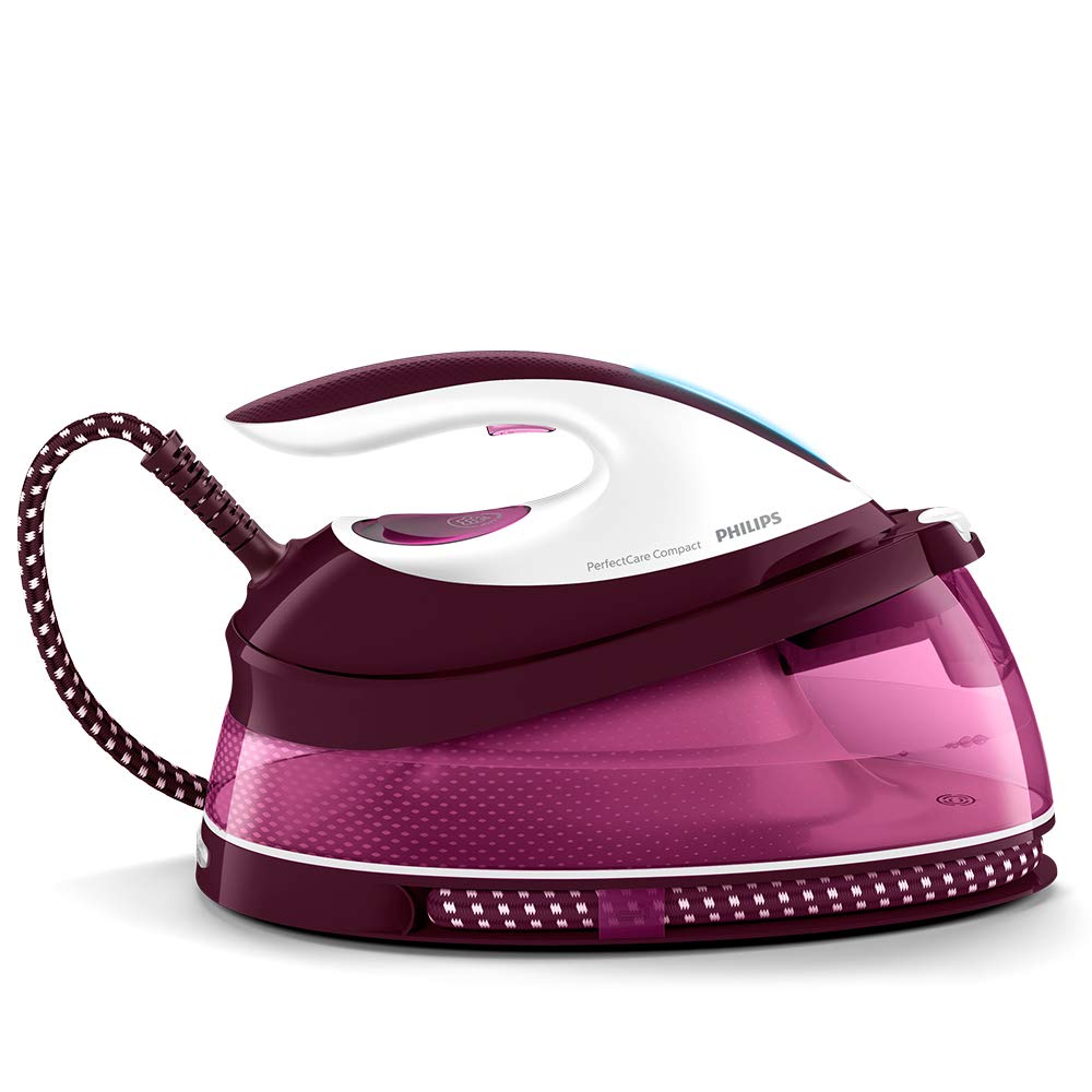 Philips PerfectCare Compact Steam Generator Iron, 1.5L Water Tank, Energy Saving, ECO Mode, No Burns with OptimalTEMP Technology, SteamGlide Soleplate (GC7840/26)