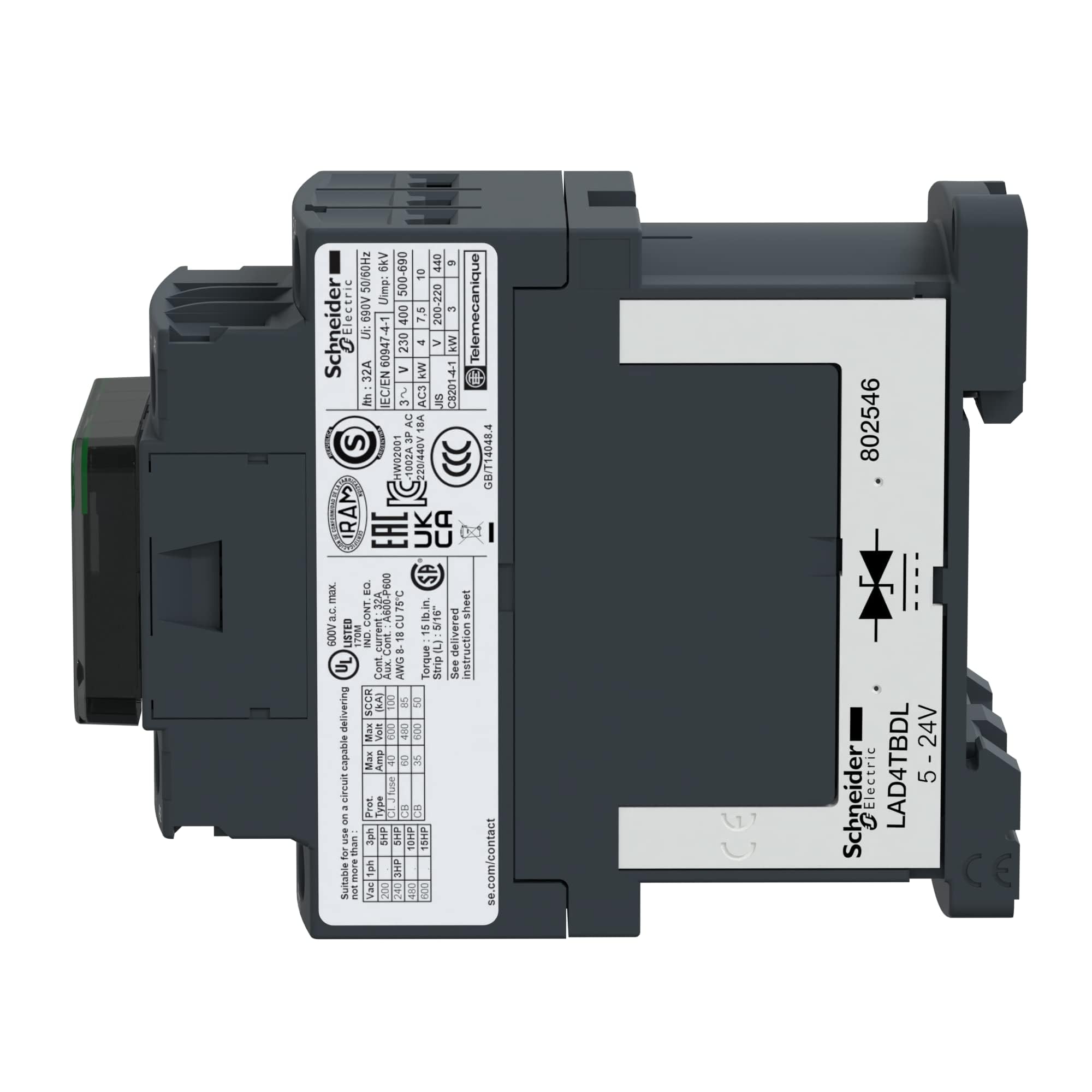 Schneider Electric, TeSys D contactor - 3P(3 NO) - AC-3 - <= 440 V 38 A - 230 V AC 50/60 Hz coil, LC1D38P7