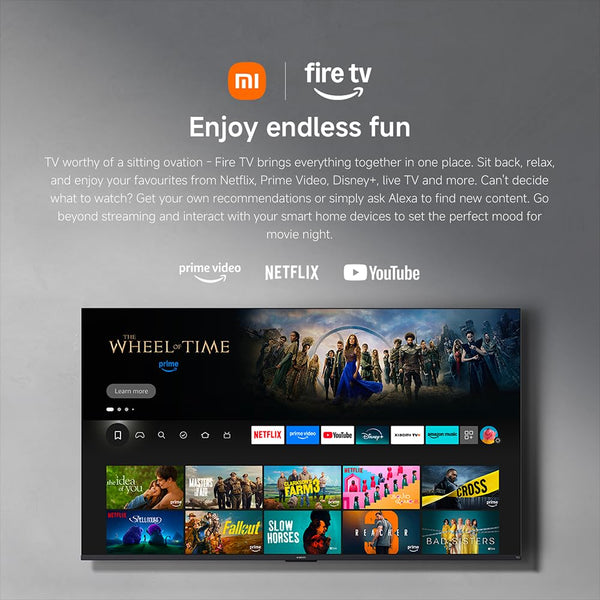 XIAOMI TV F Pro 75, 75 Inches (190 cm), 4K UHD QLED, Smart TV, Fire TV, HDR10+, Game Boost mode 120Hz, MEMC, Alexa Voice Control, 2GB+32GB, Works with Apple AirPlay