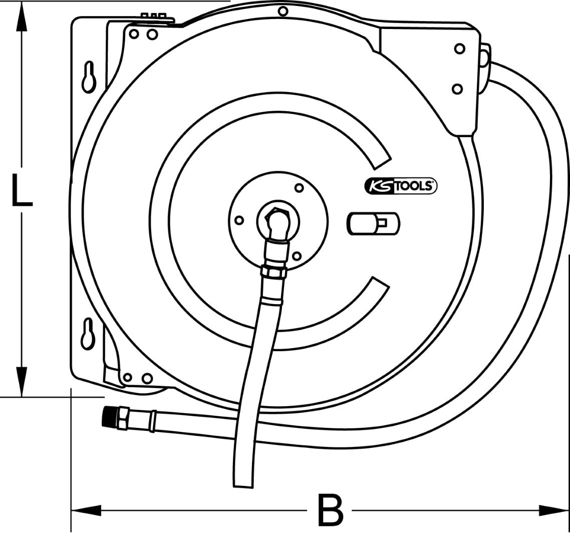 KS Tools 515.3440 Automatic Compressed Air Hose Reel Diameter 10 mm x 15 m