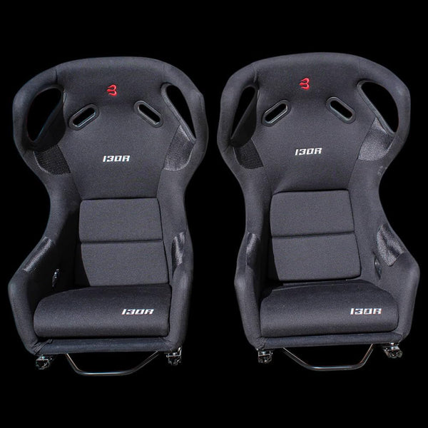 Set of Barbarian Fixed Bucket 130R Racing Seats for Cooper S R53 MINI, Black Felt, Track, Race, Drift