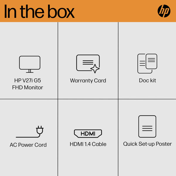 HP 24 Inch FHD Monitor | Full HD VA LCD Display | 75hz Refresh Rate | 250 Nits Brightness | 3000:1 Contrast Ratio | AMD FreeSync Technology | Adjustable Tilt | 1x HDMI 1.4, 1x VGA | Black | V24v G5