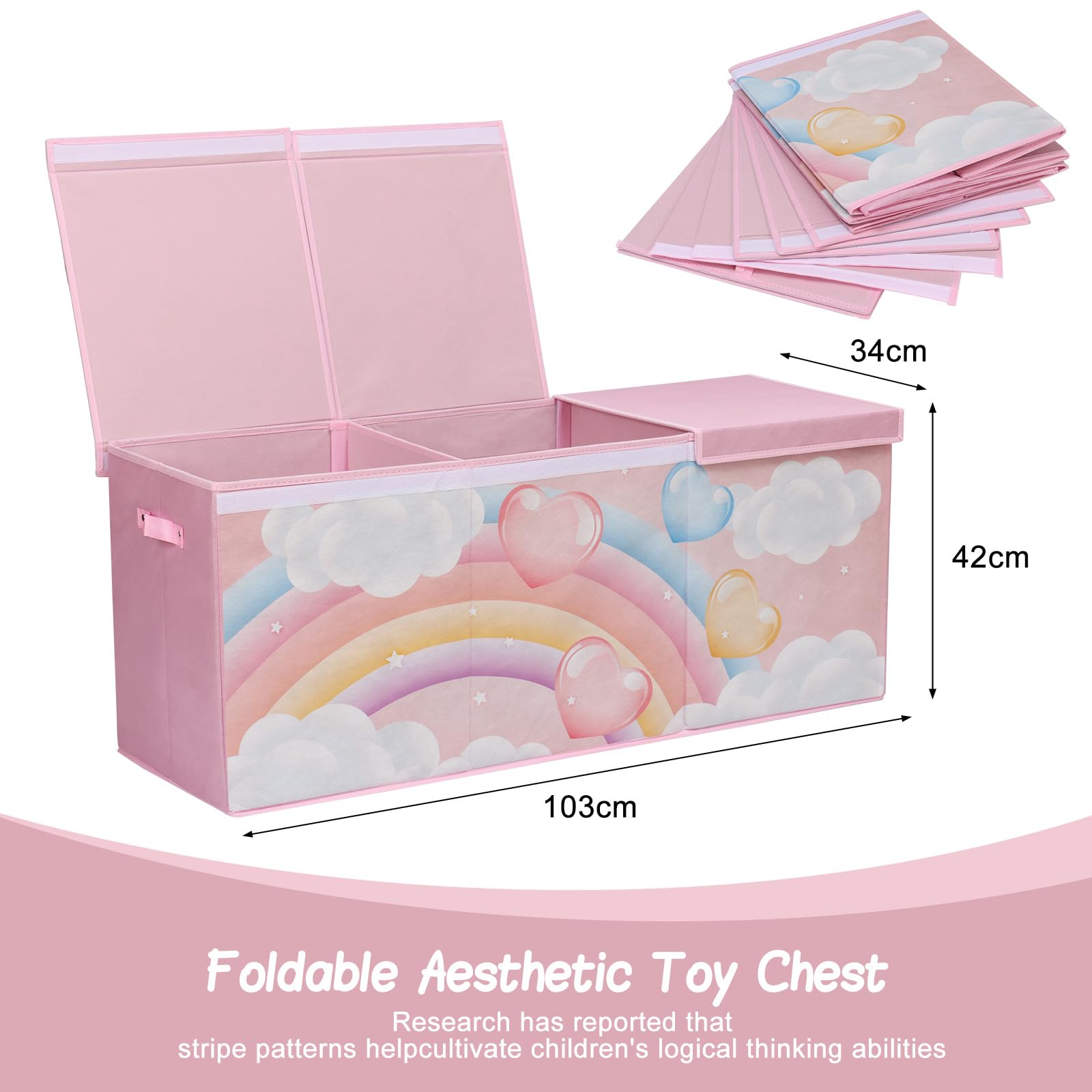 ELUCHANG Toy Storage Box, 147L Large Foldable Kids Toy Chests & Boxes for Boys Girls,Toy Storage Organiser with Flip-top Lid, Childrens Storage Box