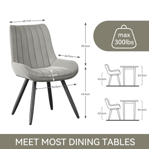 Hawthyhome Dining Chairs Set of 4 |Upholstered Chairs with 10cm Thick Seat Cushion •Upholstered Fabric Dining Chair •Kitchen Chair with Backrest •Modern Armchairs with Metal Legs •Dark Grey