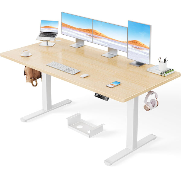 ErGear Electric Standing Desk-160 x 80 cm-100kg Load Capacity Height Adjustable Desk with Advanced Brushless Motor, Quiet Operation, Sturdy Metal Frame,Four-part Tabletop