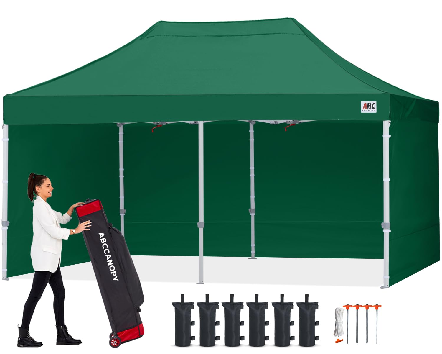 ABCCANOPY 3x6M Pop Up Gazebo Canopy Commercial Tents Market stall with 4 Removable Sidewalls and Roller Bag Bonus 4 Weight Bags (Grey)