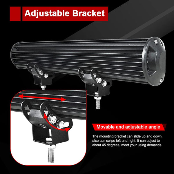 Willpower 126W 20 Inch LED Light Bar + 23 Inch License Plate Holder Universal Aluminum + Wiring Harness Kit Mount Bull Bar Front Bumper Number Plate Frame for Off Road Work Light