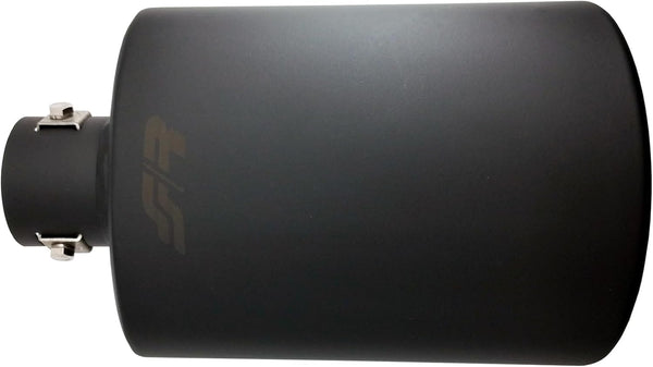 SIMONI RACING TRX/33 Universal Exhaust Muffler, Oval Single Inclined Outlet, Stainless Steel, Black