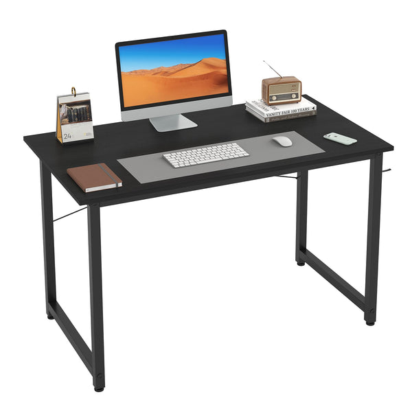 Flrrtenv 80cm Computer Desk, Gaming Desk with Sturdy Metal Frame and X-Shaped Design, Small Office Desk for Home, Modern Black