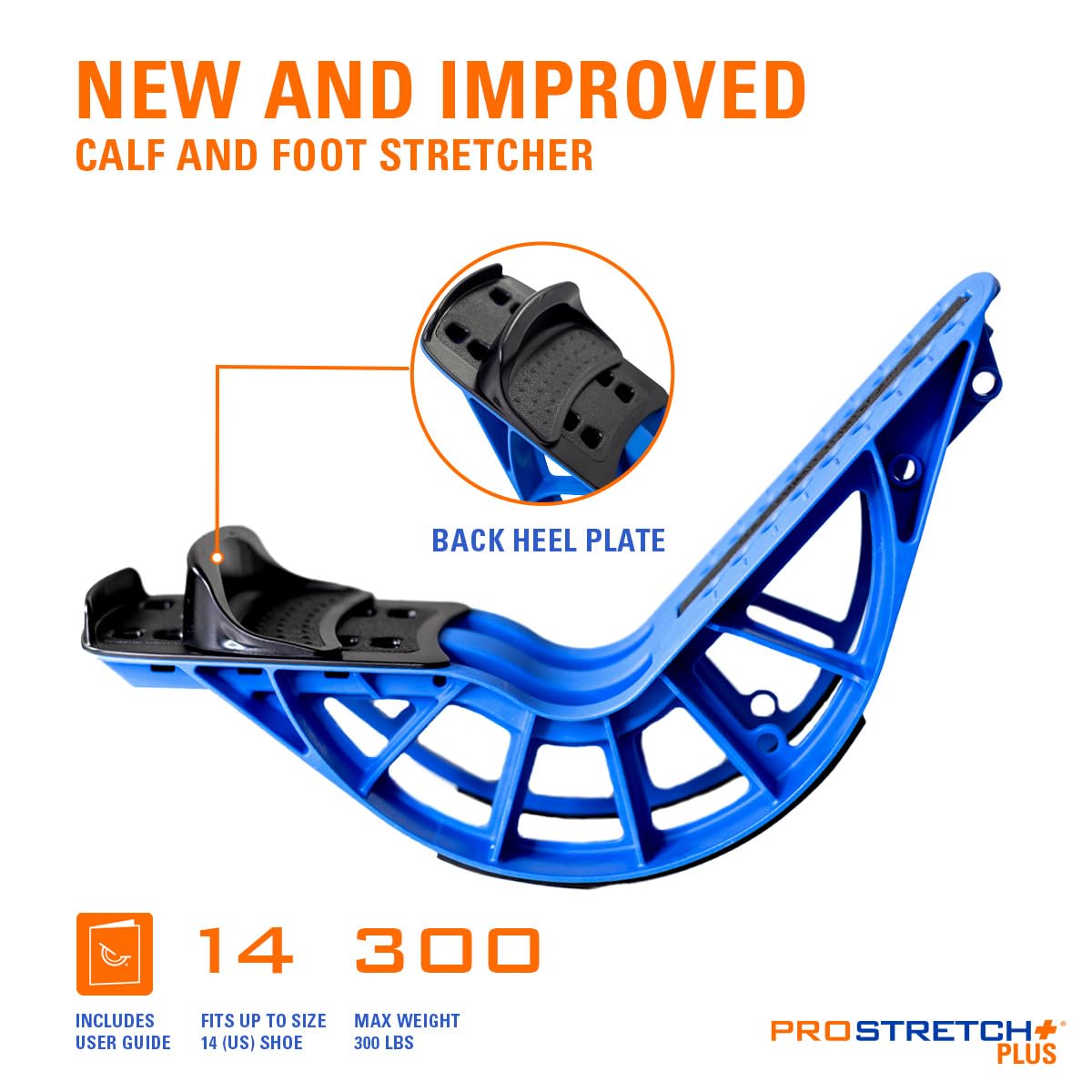 ProStretch Plus Blue - Adjustable Calf Stretcher & Foot Rocker for Plantar Fasciitis, Achilles Tendonitis, Flexibility (Slip Resistant Bottom)