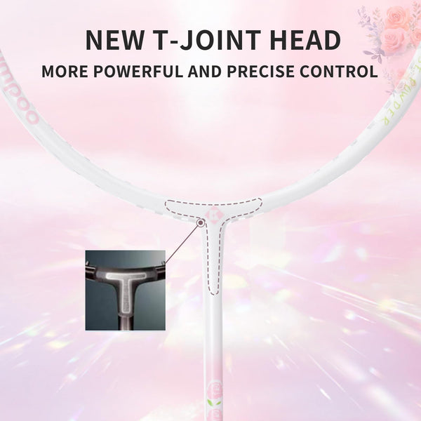 KUMPOO Badminton Set of 2 Carbon Fiber Rackets, 1 Racket Grip Tapes, 1 Badminton Bag, Pink Badminton Rackets Professional for Beginner Trainning