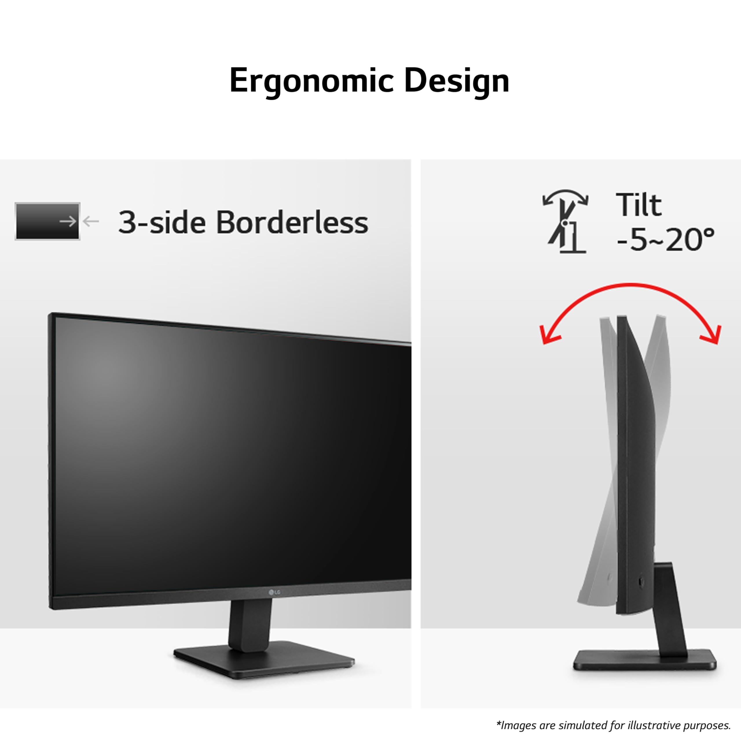 LG Electronics Monitor 27MR400-B, 27 Inch, Full HD 1080p, 100Hz, 5ms GtG, IPS Panel, AMD FreeSync, Smart Energy Saving, Anti-Glare, HDMI, Matte Black