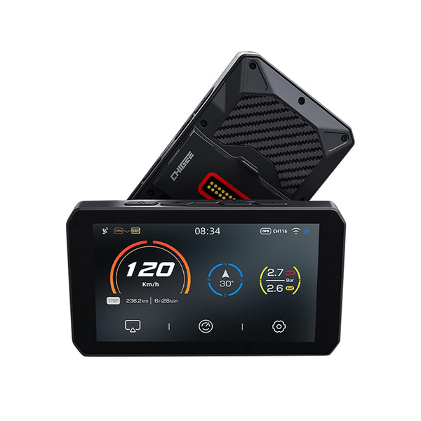 AIO-5 Lite Motorcycle Carplay Android Auto GPS Navigation System, BSD, STARVIS HDR 5" LCD, 60FPS,5G Wi-Fi BT, IP67 Waterproof, Support Siri Google Assistant, 24H Parking Mode, Dedicated App