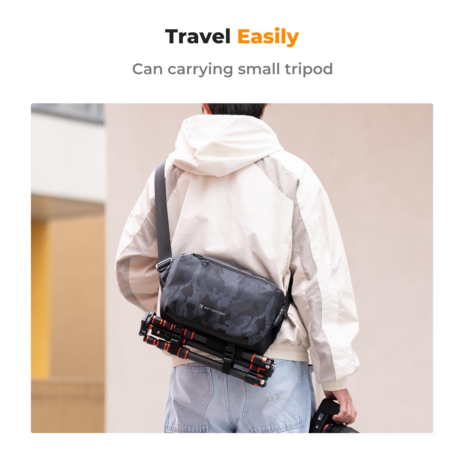K&F Concept Camera Sling Bag, Camera Bag for DSLR and Lenses, Single Shoulder Camera Case Crossbody Bag with Tripod Holder for SLR Canon Sony Nikon Drone