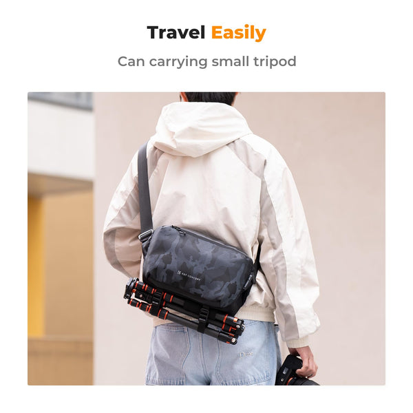 K&F Concept Camera Sling Bag, Camera Bag for DSLR and Lenses, Single Shoulder Camera Case Crossbody Bag with Tripod Holder for SLR Canon Sony Nikon Drone