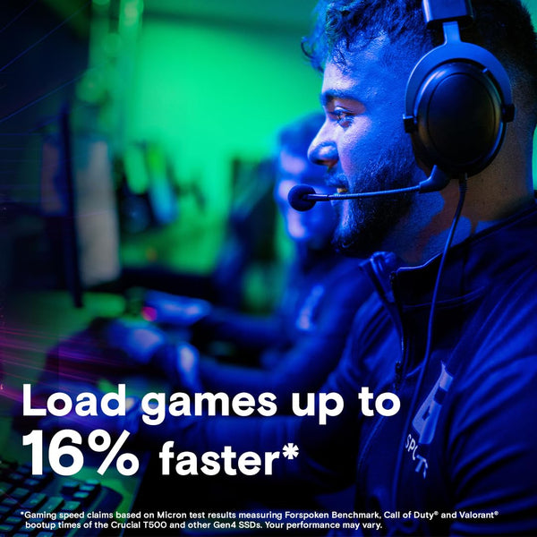 Crucial T500 2TB SSD PCIe Gen4 NVMe M.2 Internal Gaming PS5 SSD with Heatsink, Up to 7400MB/s, Compatible with PlayStation 5, TLC NAND, Desktop PC, Solid State Drive - CT2000T500SSD5