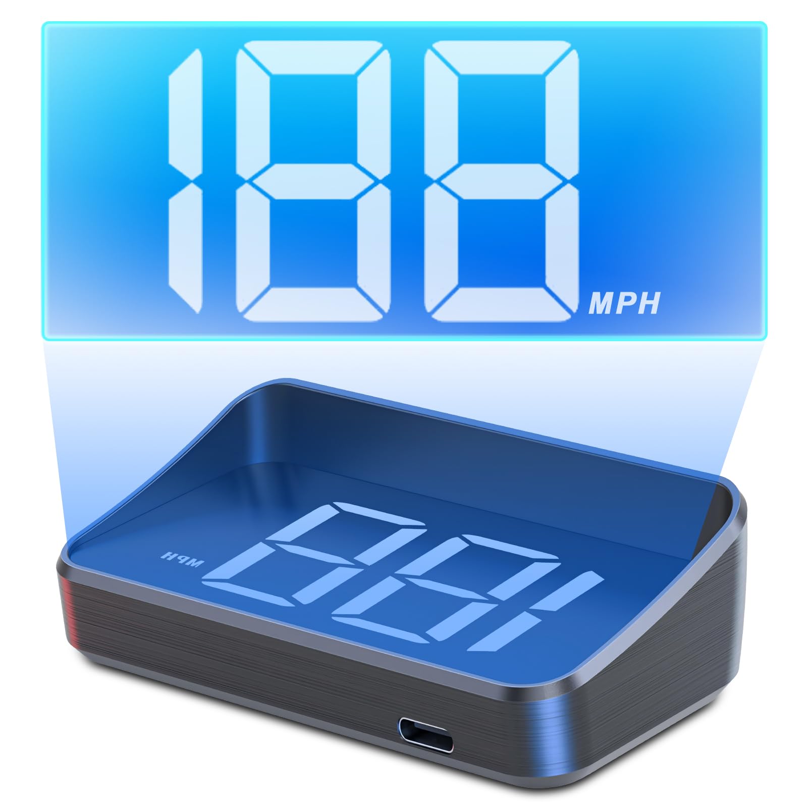 WODHMIEY HUD Speedometer Projector,Windshield Projector Speedometer HUD with GPS & Beidou, Auto Brightness Adjustment, 10Hz Refresh Rate, Clear Display with Sunshade, Automatic Startup White MPH