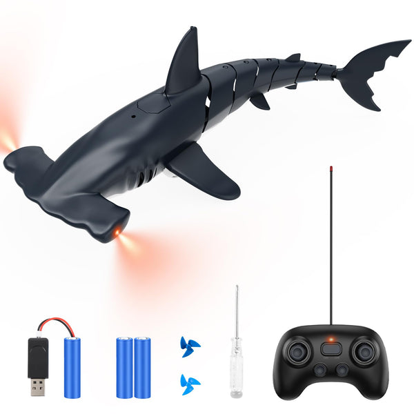 fygurso Remote Control Shark Toys High Simulation, Summer Water Toys for Kids, for Boys Ages 6+, Party Fun Games for Pool & Bath (Gray)