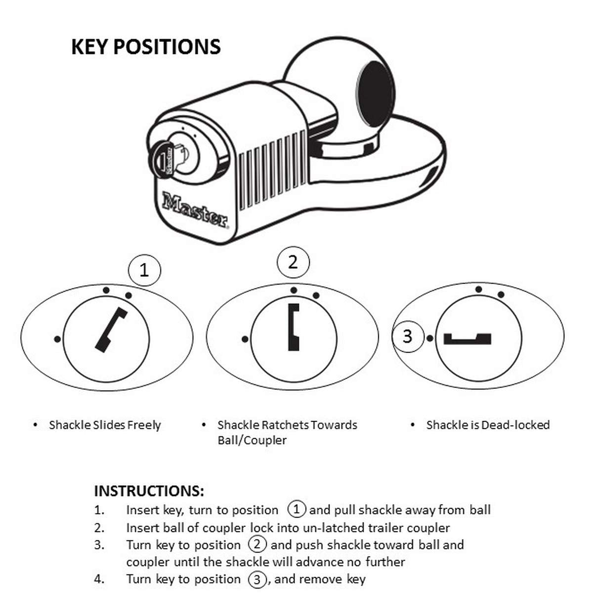 MASTER LOCK Heavy Duty Trailer Lock, Universal Hitch Lock, Aluminium, Outdoor, 60 x 135 x 90 mm