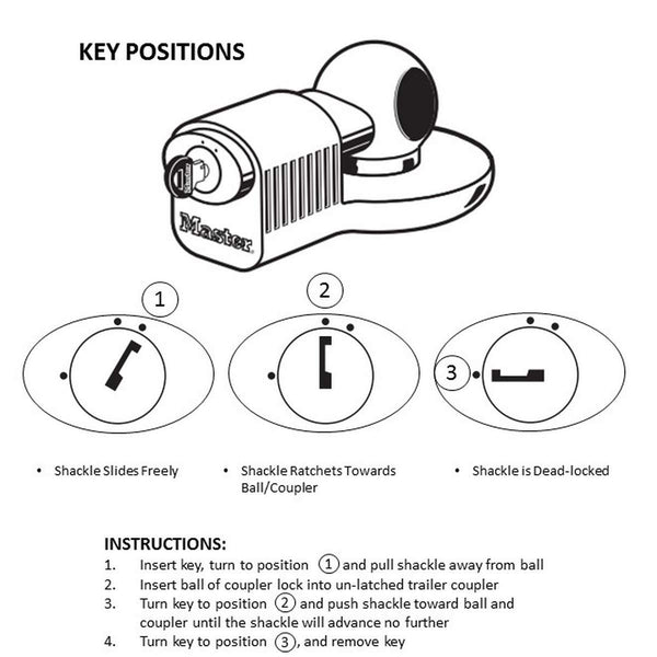 MASTER LOCK Heavy Duty Trailer Lock, Universal Hitch Lock, Aluminium, Outdoor, 60 x 135 x 90 mm