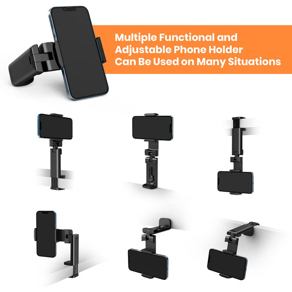 Airplane Phone Holder - Klearlook 4 in 1 Adjustable Phone Stand for Travel,360 Rotation Handsfree Viewing Flight Phone Holder,Foldable Travel Essential,Accessory for Flying/Traveling/Home/Office-Black