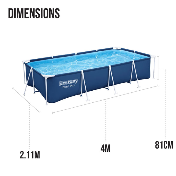 Bestway Steel Pro | Metal Frame Above Ground Pool, Family Outdoor Pool 9.10ft
