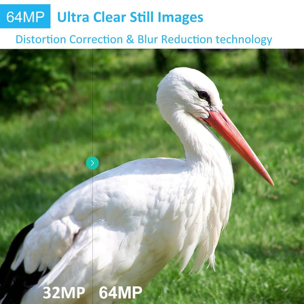 GardePro E5S Wildlife Camera, 64MP 1296p Trail Camera, H.264 Video, 100ft Night Vision, Ultra-fast 0.1s Motion Activated, Garden Camera Trap