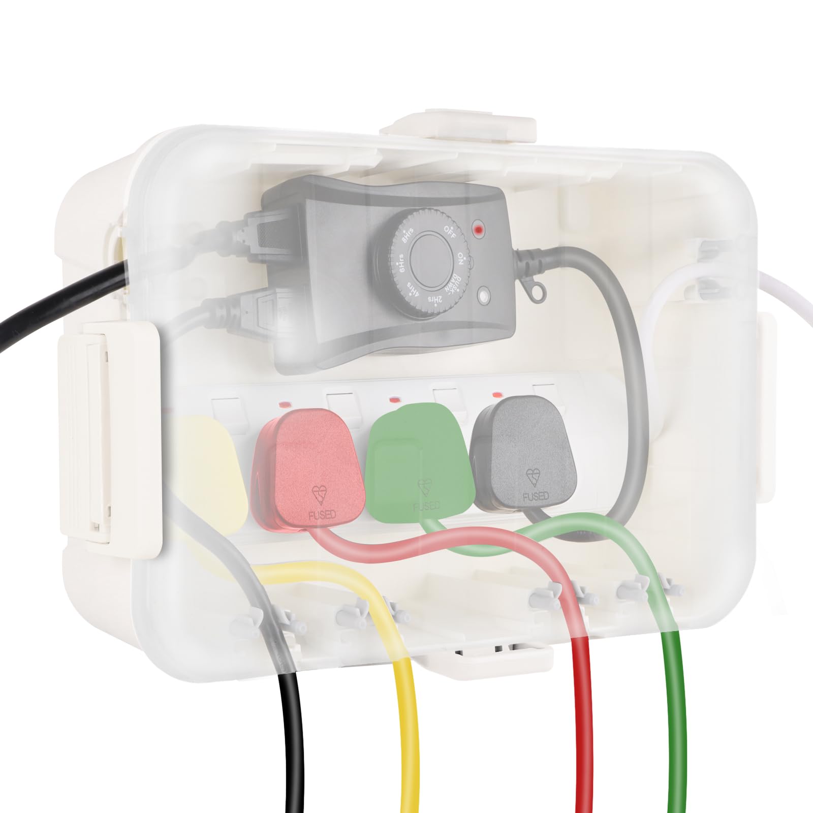 RESTMO Extra Large Waterproof Electrical Box, IP54 Weatherproof Outdoor Outlet Cover, Protect Outlet, Plug, Timer, Power Strip (Not Included), Holiday Light Decoration, 32 x 22 x 13 cm, Black