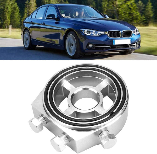 TKSE Oil Filter Sandwich Plate, Silver Aluminum Universal Oil Filter Temperature Cooler Gauge Sandwich Plate Adapter