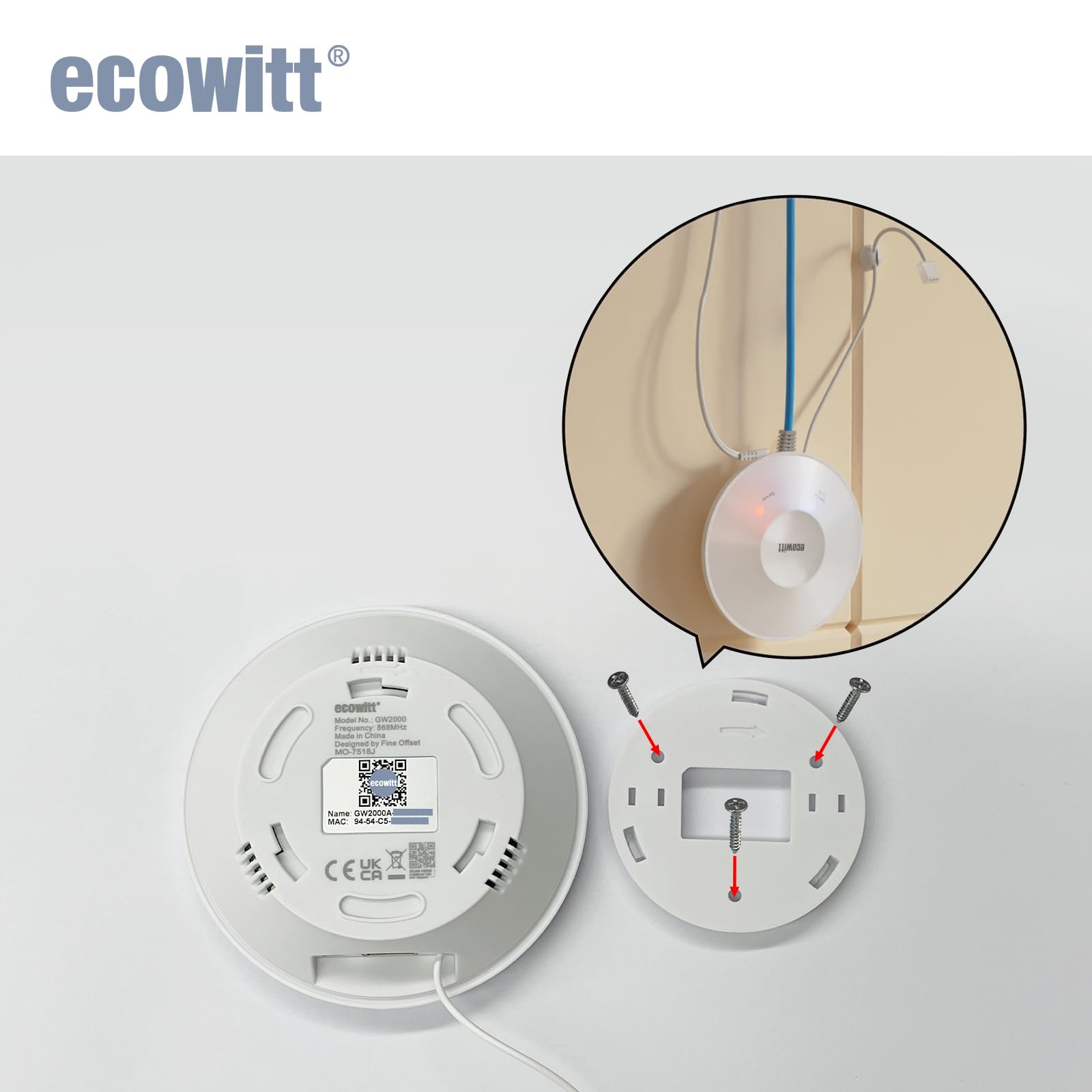 Ecowitt Wittboy Gateway Hub GW2000, 3 Configurations Methods Newest WiFi/Wired Weather Station Sensor Gateway with Temperature-Humidity, Atmospheric
