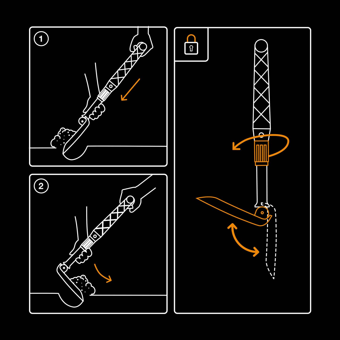 Fiskars Folding Spade for Campers and Mountaineers, Can Also be used as Shovel and Pickaxe, With Canvas Bag, Length (Unfolded): 59 cm, Hardened Boron