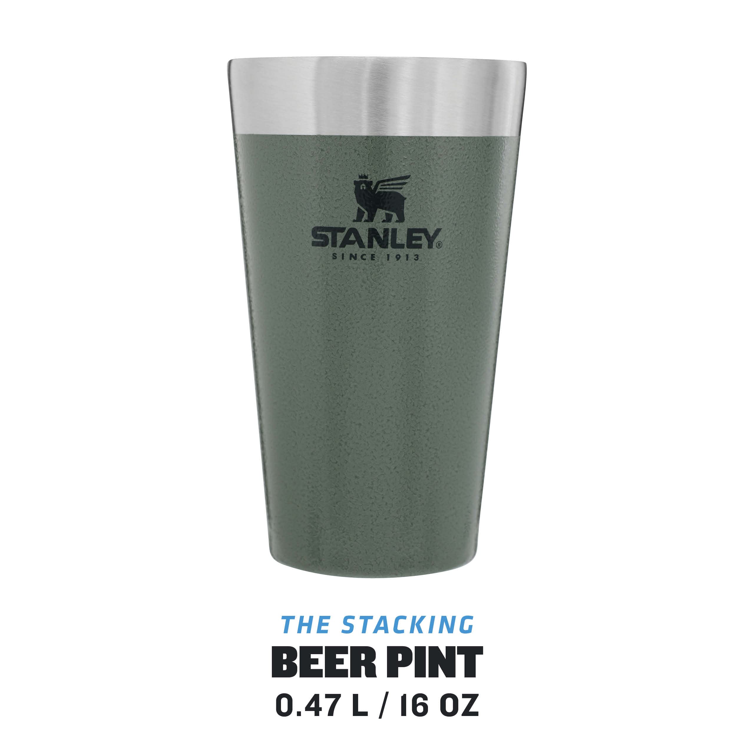 Stanley Adventure Stacking Beer Pint 0.47L - Travel Mug Keeps Drinks Cold For 4 Hours - Stainless Steel Thermal Cup - Stacks Infinitely - Double Wall Vacuum Insulation - Dishwasher Safe - Matte Black
