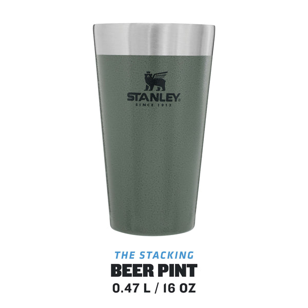 Stanley Adventure Stacking Beer Pint 0.47L - Travel Mug Keeps Drinks Cold For 4 Hours - Stainless Steel Thermal Cup - Stacks Infinitely - Double Wall Vacuum Insulation - Dishwasher Safe - Matte Black