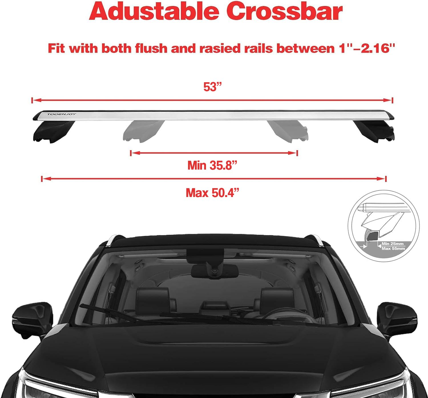 COWVIE Aluminum Universal Roof Rack Cross Bars Pro keyed Locks - Fit Raised Side Rails 120CM