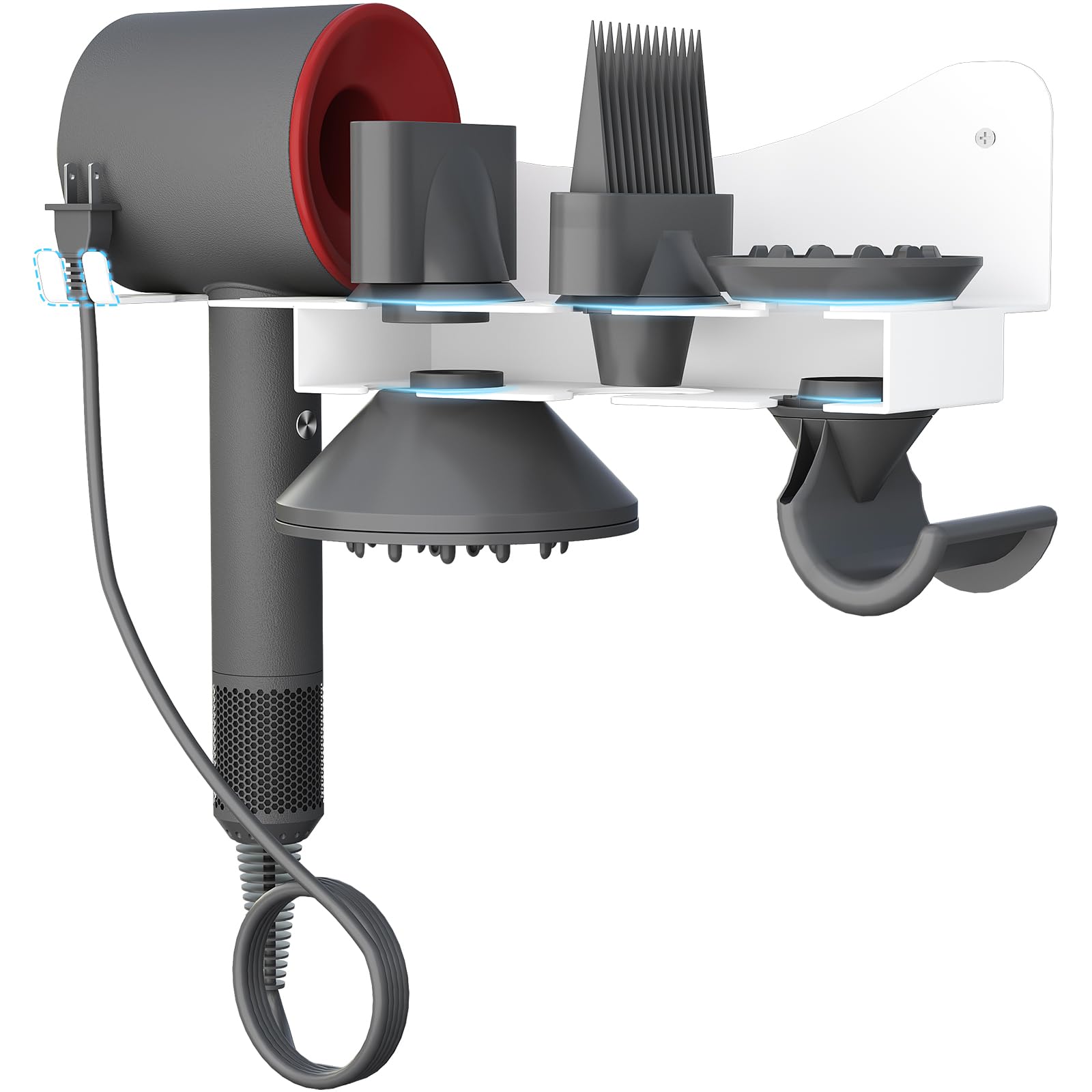 Lifewit Hair Holder Wall Mounted for Dyson Hair Dryer, Hair Tool Organiser, Multi-Functional Space Storage Rack for Hair Styling Care Tools, in